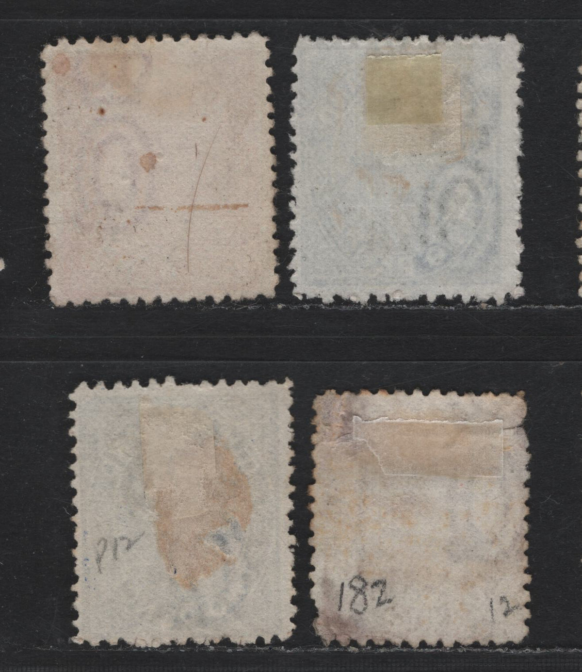 Lot 400 Australia - Queensland SG#179, 180,var, 182 1d - 2/- Vermillion Red - Pale Brown , 1887-1889 Re-Engraved Second Sideface Issue,  Good/Very Fine used Singles, Perf 12, The 2/- Has A Horizontal Crease & A Pulled Perf