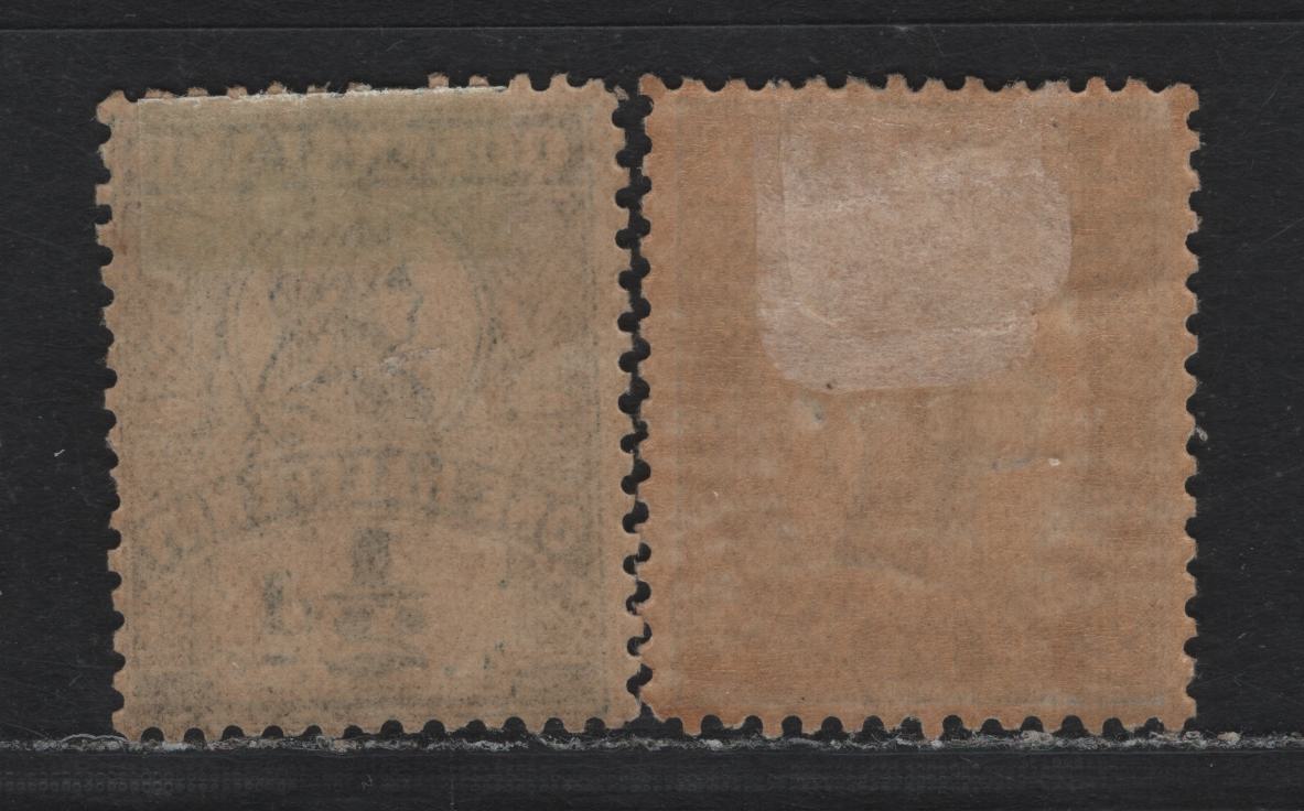 Lot 409 Australia - Queensland SG#234, 262 2d - 1/2d Blue - Deep Green , 1897-1908 4th Sideface Issue, 2 F/VFOG Singles, Comb Perf 12.5-13, Crown Over Q Wmk