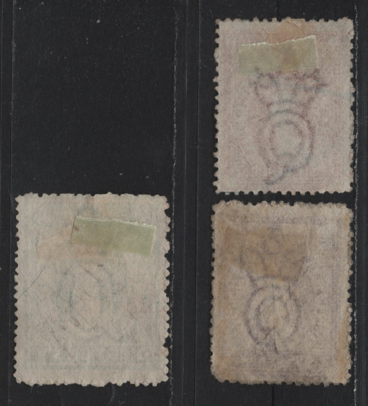 Lot 422 Australia - Queensland SG#F9, F16-F17 1d - 6d Light Blue - Red Brown , 1866-1872 Postal Fiscal Issue, 3 Fine Used Singles, Crown Over Q Wmk, Fiscal Cancels