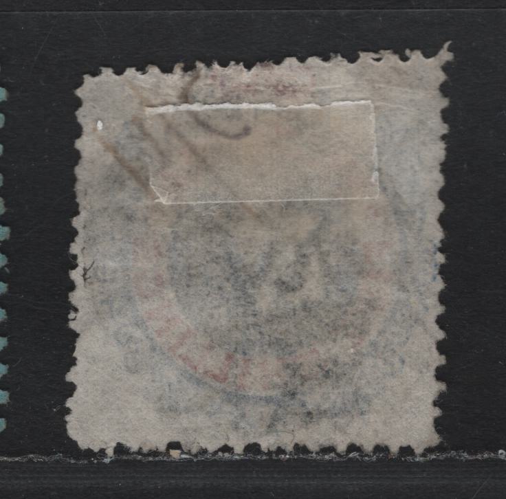 Lot 120 Australia - Victoria SC#121(SG# 140b var) 5/- Pale Bright Blue & Carmine, 1867-1881 Queen Victoria Emergency Printings, A VG Used Single On Glazed Paper, Wmk VI V Over Crown (Pointy Crown). Emergency Line Perf 12.5 Instead Of 13 Comb