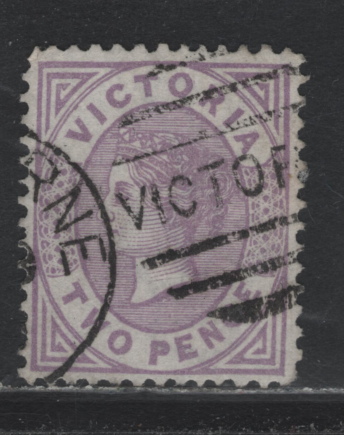Lot 128d Australia - Victoria SC#135(SG#184 var) 2d Violet Mauve, 1873-1887 Bell Design Issue Wmk V Over Crown (VI), A Very Fine Used Single Die 2,Unlisted Compound Perf 12-12 1/2x12 1/2, With Melbourne Duplex Cancel. An Extradordinary Rarity