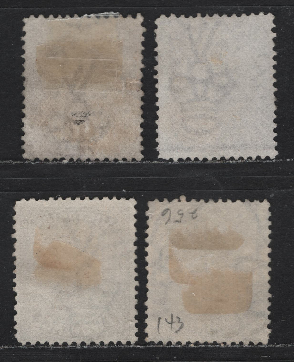 Lot 134 Australia - Victoria SC#142-143(SG# 202, 202a, 205), 1878 Emergency Printings On Coloured Paper, 3 VG&F Used Singles Wmk V Over Crown(VI), Perf 12 1/2 And Undiscovered 12 1/2 Comp 13x12 1/2 On The Yellowish Brown & Brown