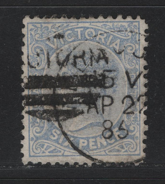 Lot 155 Australia - Victoria SG#301bvar (SC# 151a) 6d Chalky Blue , 1885-1895 Naish Design Stamp Duty Issue, A Very Fine Used Single, Unlisted Compound Perf 12comp12.5 On All Sides Instead Of Listed 12.5, April 22 1885 & Barred Victoria Cancel