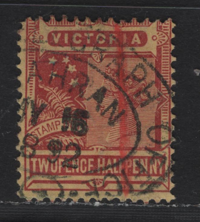 Lot 172 Australia - Victoria SG#315 (SC# 172) 2.5d Red Brown , 1886-1896 Reading Design Stamp Duty Issue, A Fine Used Single, Scarce Oval May 16 1892 Telegraph Office Cancel