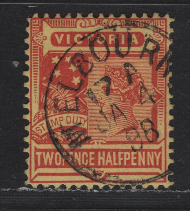 Lot 173 Australia - Victoria SG#315a (SC# 172) 2.5d Brown Red , 1886-1896 Reading Design Stamp Duty Issue, A Very Fine Used Single, Beautifully Centered SON January 4 1898 Melbourne CDS Cancel