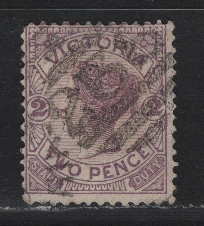 Lot 179 Australia - Victoria SG#314c (SC# 162) 2d Purple , 1886-1896 Reading Design Stamp Duty Issue, A Fine Used Single, #268 Barred Numeral Cancel For Chiltern, Scarce