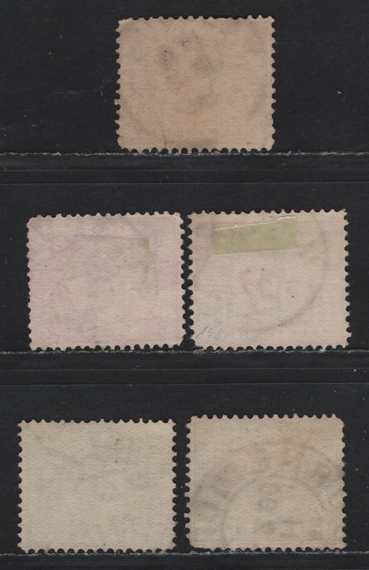 Lot 184 Australia - Victoria SG#330,a-b, 331 (SC# 160, 180) 1/2d Light Scarlet - Bluish Emerald , 1896-1899 Reading Design Stamp Duty Issue, 5 Fine Used Singles, The 1/2d Reds Were Cancelled In Melbourne On June 8 1898, August 4 1899 & May 28 1897