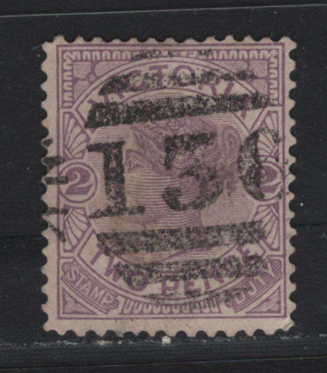 Lot 191 Australia - Victoria SG#359 (SC# 162) 2d Violet , 1896-1899 Reading Design Stamp Duty Issue, A Fine Used Single, V over Wide Topped Crown Wmk (V4), SON 156 Numeral Cancel For Mansfield