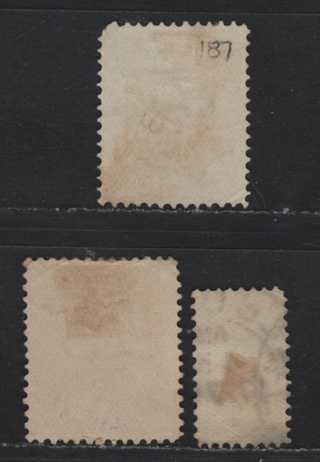 Lot 194 Australia - Victoria SG#376, 377, 379 (SC# 184-185, 187) 1/2d - 4d Emerald - Bistre , 1899-1901 Reading Design Stamp Duty Issue, 3 Fine/Very Fine Used Singles, V Over Wide Pointed Crown Wmk (V4)