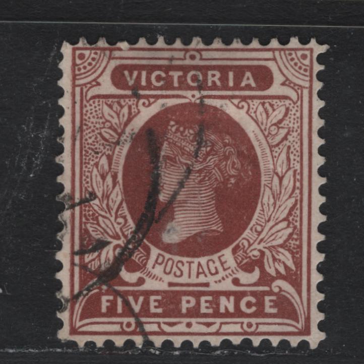 Lot 203 Australia - Victoria (C)SG#391var (SC# 200var) 5d Reddish Brown , 1901-1910 Postage Designs Issue, A Very Fine Used Single, V Over Crown Inverted Wmk, Perf 12x12.5