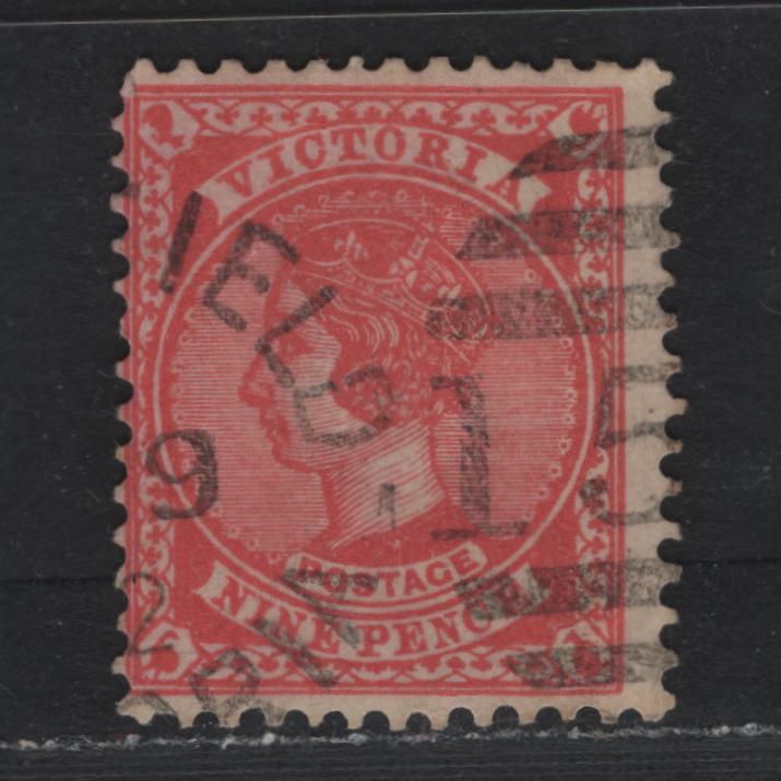 Lot 206 Australia - Victoria SG#393var (SC# 202) 9d Dull Rose Red , 1901-1910 Postage Designs Issue, A Fine Used Single, V Over Crown Inverted Wmk, Perf 12x12.5