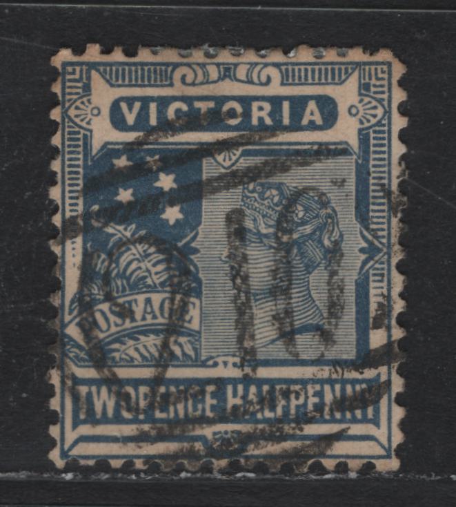 Lot 217 Australia - Victoria SG#419bar (SC# 221var) 2.5d Indigo , 1905-1913 Postage Issues, A Very Fine Used Single, Crown Over A Inverted Wmk, SON #210 Barred Numeral Cancel For Gordon, A Township Loacted On The Highway Between Ballarat & Melbourne.