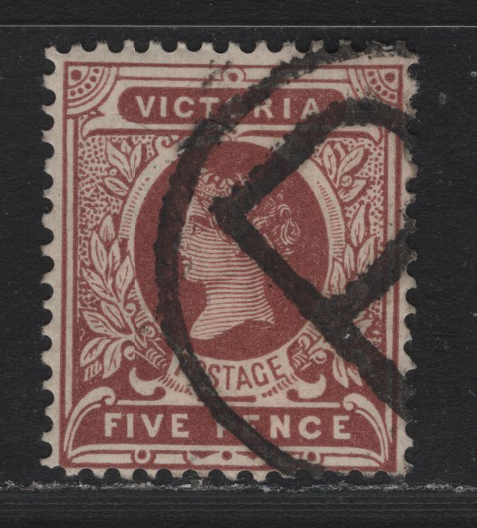 Lot 221 Australia - Victoria SG#422a (SC# 224) 5d Dull Reddish Brown , 1905-1913 Postage Issues, A Very Fine Used Single, Crown Over A Wmk, Perf 12.5, Partial Thin 'R' in Circle Registry Cancel.