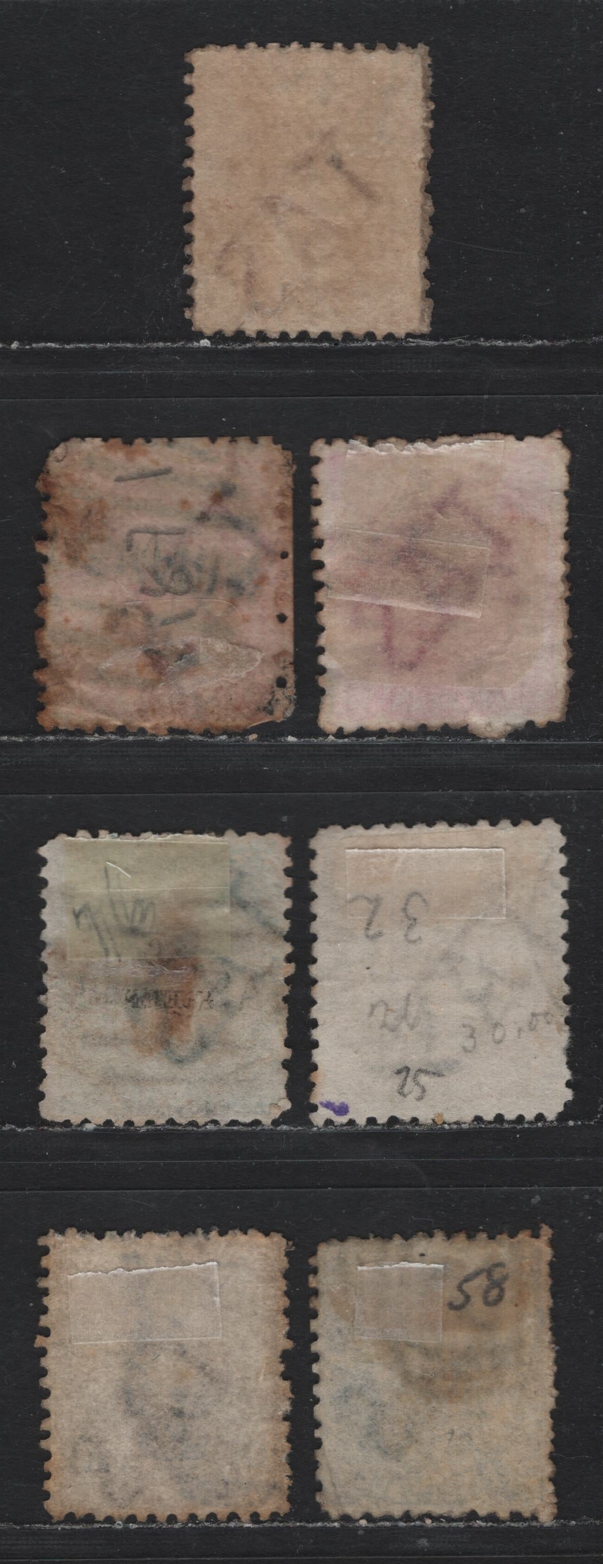 Lot 23 Australia - Tasmania SG#144,c,d, 145a, 148 (SC# 53,d,e, 53b-c, 58) 1d - 9d Rose - Blue , 1871-1878 2nd Sideface Issue, 7 Good/Very Good/Fine Used Singles, Perf 11.5, TA's between 2 Lines Wmk
