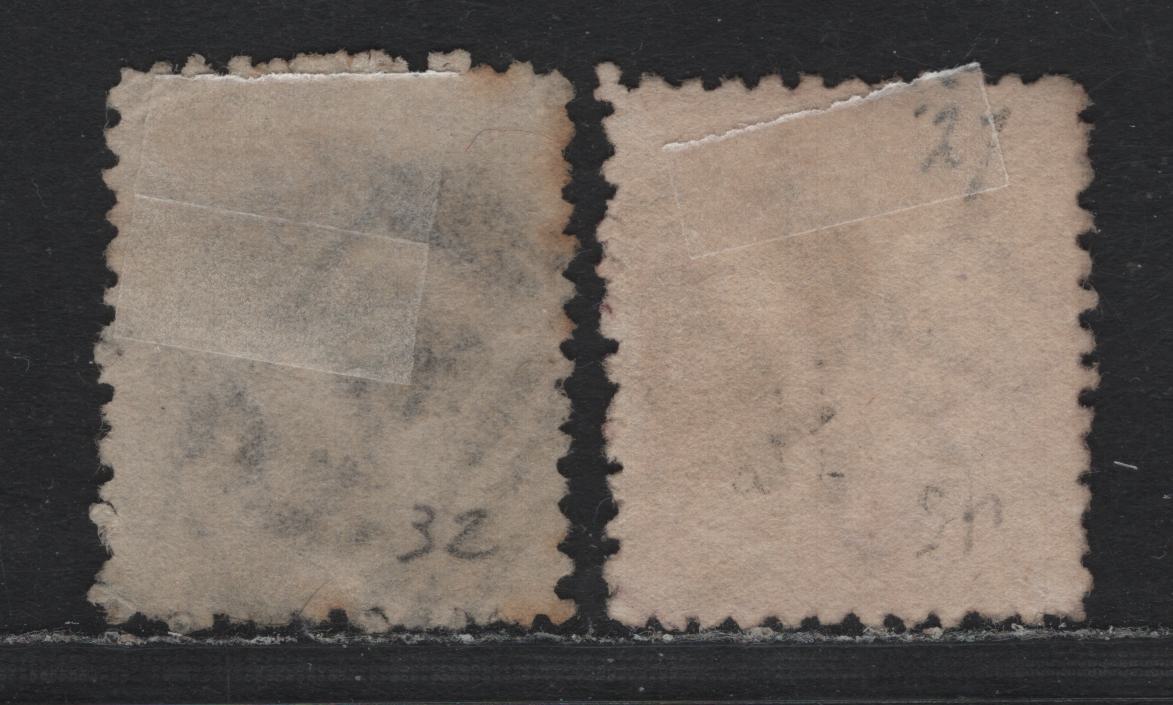 Lot 24 Australia - Tasmania SG#150a, 153 (SC# 68-69) 1d - 4d Carmine - Buff , 1871-1878 2nd Sideface Issue, 2 Fine Used Singles, Perf 12, TAS Oblique Wmk With Lines, 4d With #95 Barred Numeral Cancel For Westbury.