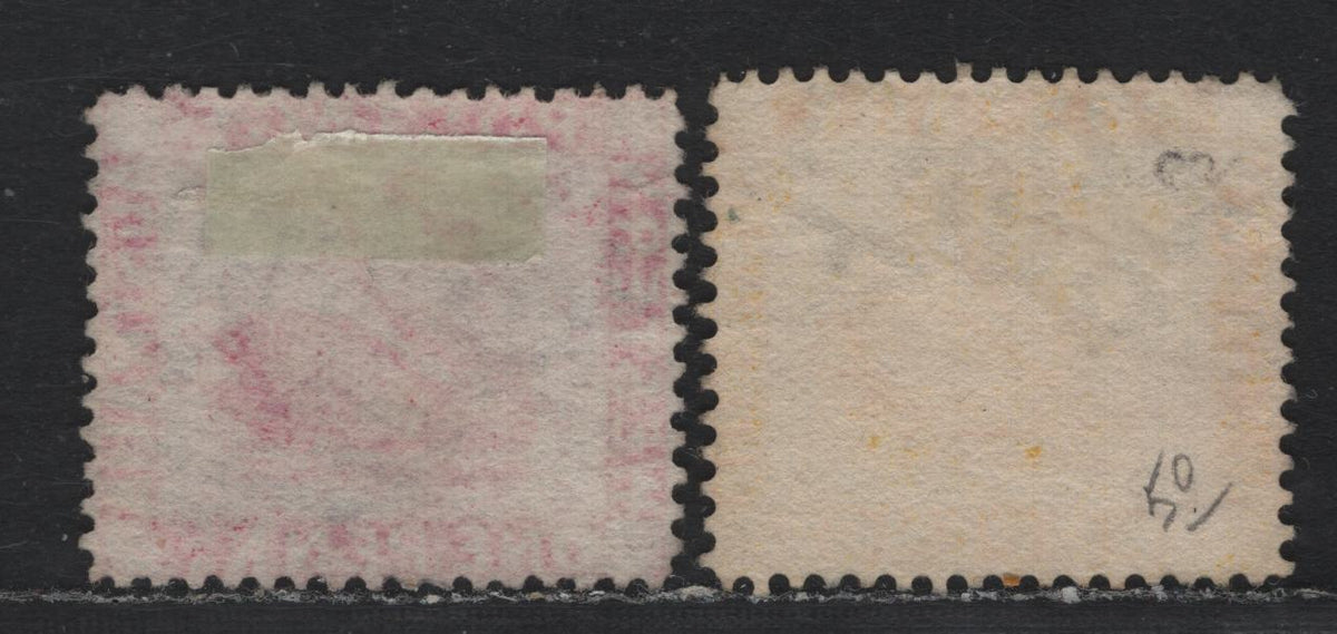 Lot 243 Western Australia SG#77w, 105 9SC# 50, 59) 1d - 2d Carmine Pink - Chrome Yellow, 1882-1885 Line Engraved Swans Issue, 2 Very Fine Used Singles, Crown CC Sideways Inverted Wmk, Perf 14, 1d Having Crisp Strike Of A Perth GPO Grid Cancel.