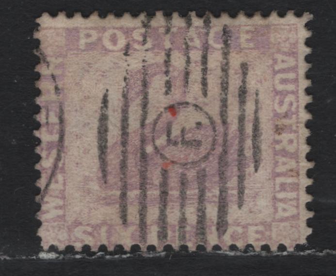 Lot 246 Western Australia SG#80 (SC# 52) 6d Lilac, 1882-1888 Line Engraved Swans Issue, A Fine Used Single, Crown CC Sideways Wmk, Perf 14, Crisp F Grid Cancel For Freemantle.