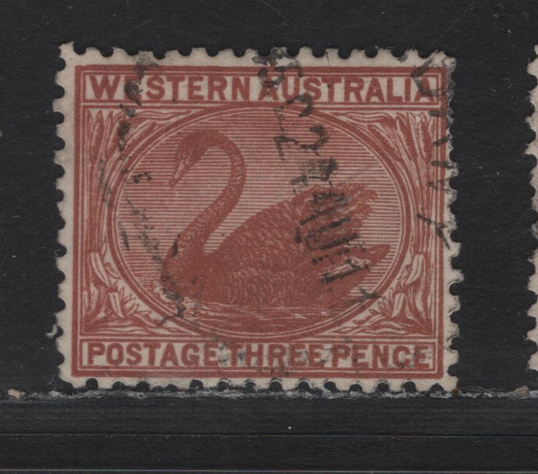 Lot 265 Western Australia SG#141var (SC# 92) 3d Brown, 1905-1912 Swans Issue, A Very Fine Used Single, Crown Over A Sideways Inverted Wmk, Perf 12.5