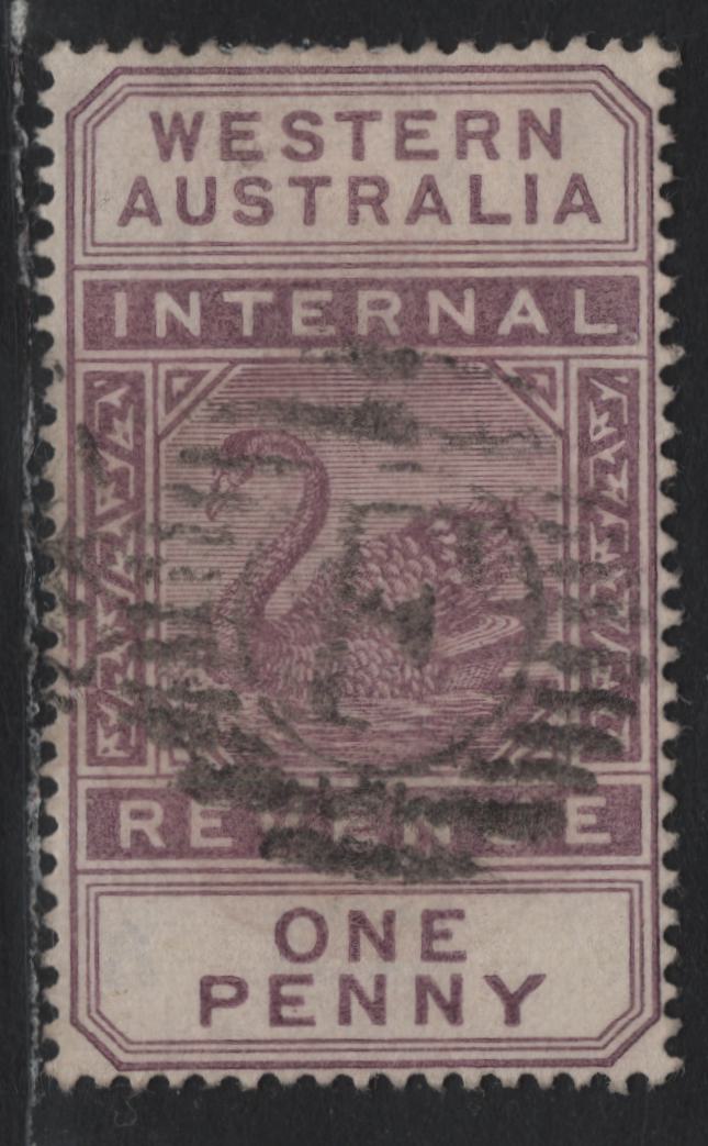 Lot 270 Western Australia SG#F11 (SC# AR3) 1d Dull Purple, 1893 Postal Fiscal Issue, A Very Fine Used Single, Crown CA Wmk, 'F' Grid Cancel For Freemantle