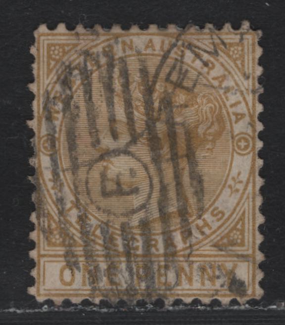 Lot 273 Western Australia SG#T1a (SC# AR2) 1d Bistre, 1879 Telegraph Issue, A Very Fine Used Single, Crown CC Wmk, Perf 12.5, Freemantle 'Small F' Grid Cancel.