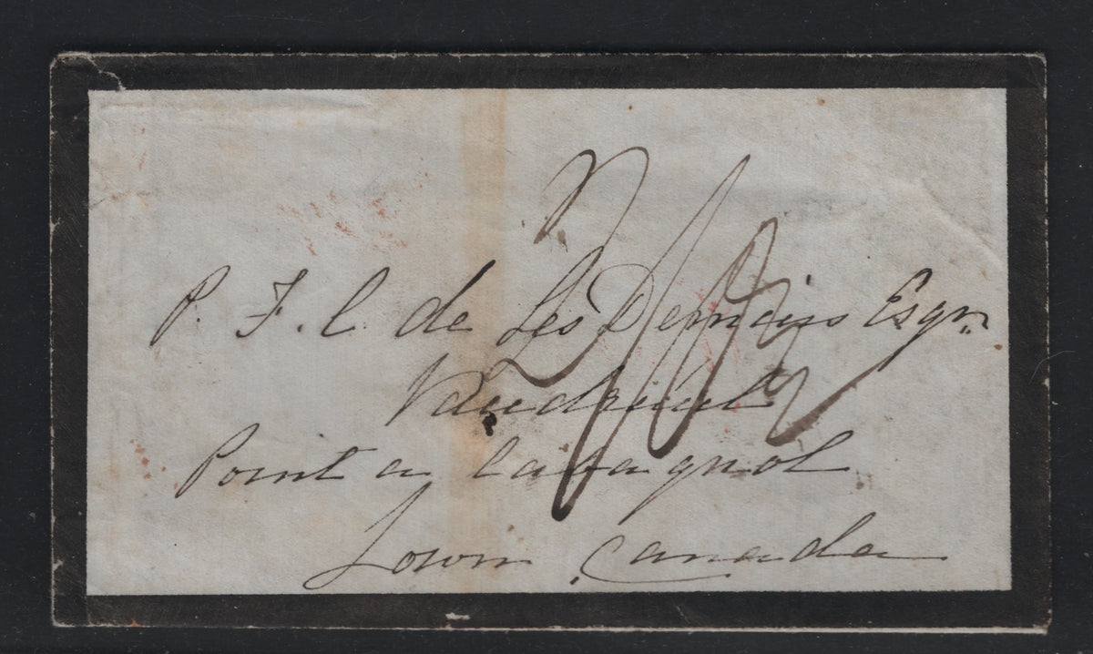 Lot 274 Canada A Fine Used Stampless Inter-Colonial Cover, Sent From Halifax On June 29 1848 To A Small Quebec Town Via Montreal & Quebec, Black Split Ring Backstamp For Nova Scotia & Red Back Stamps For Montreal & Quebec Dated July 8 & 9