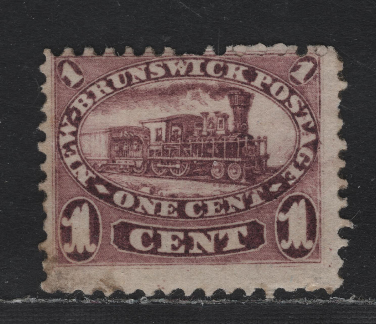 Lot 278 New Brunswick #6 1c Red Lilac, 1860 Cents Issue, A VGOG Single, Perf 11.75x12, Cents-F Paper, Small Gum Soak At Lower Left.