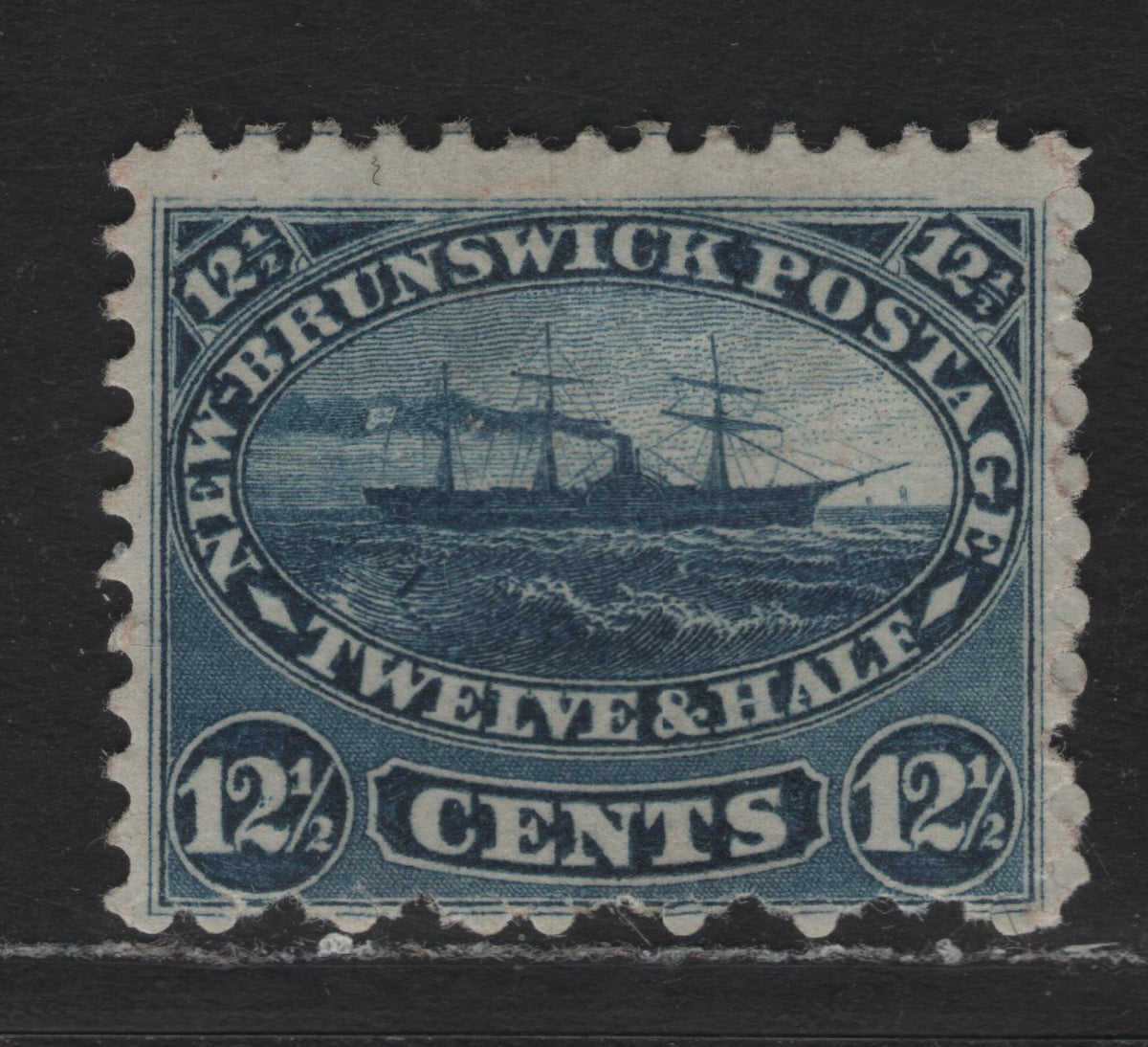 Lot 291 New Brunswick #10 12.5c Deep Blue, 1860 Cents Issue, A VGOG Single, Cents-F Paper, Very Small Hinge Thin On Back