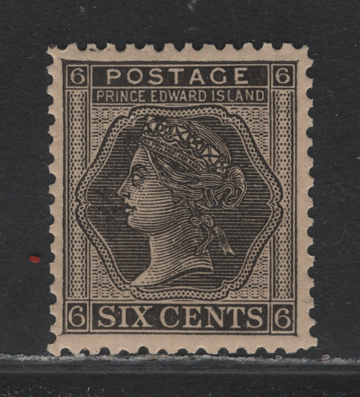 Lot 308 P.E.I #15 6c Black, 1872 Queen Victoria Cents Issue, A VFOG Single, CW-D Paper, Perf 12.25
