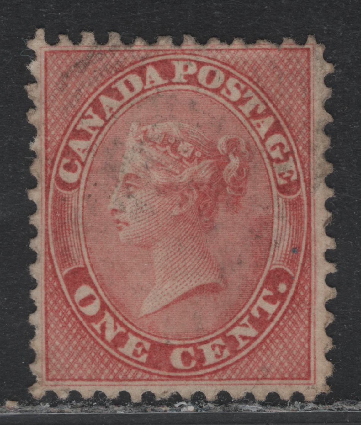 Lot 313 Canada #14ii 1c Rose, 1859-1864 First Cents Issue, A Very Fine Used Single, Cents-XXX (Thick) Paper, Perf 12