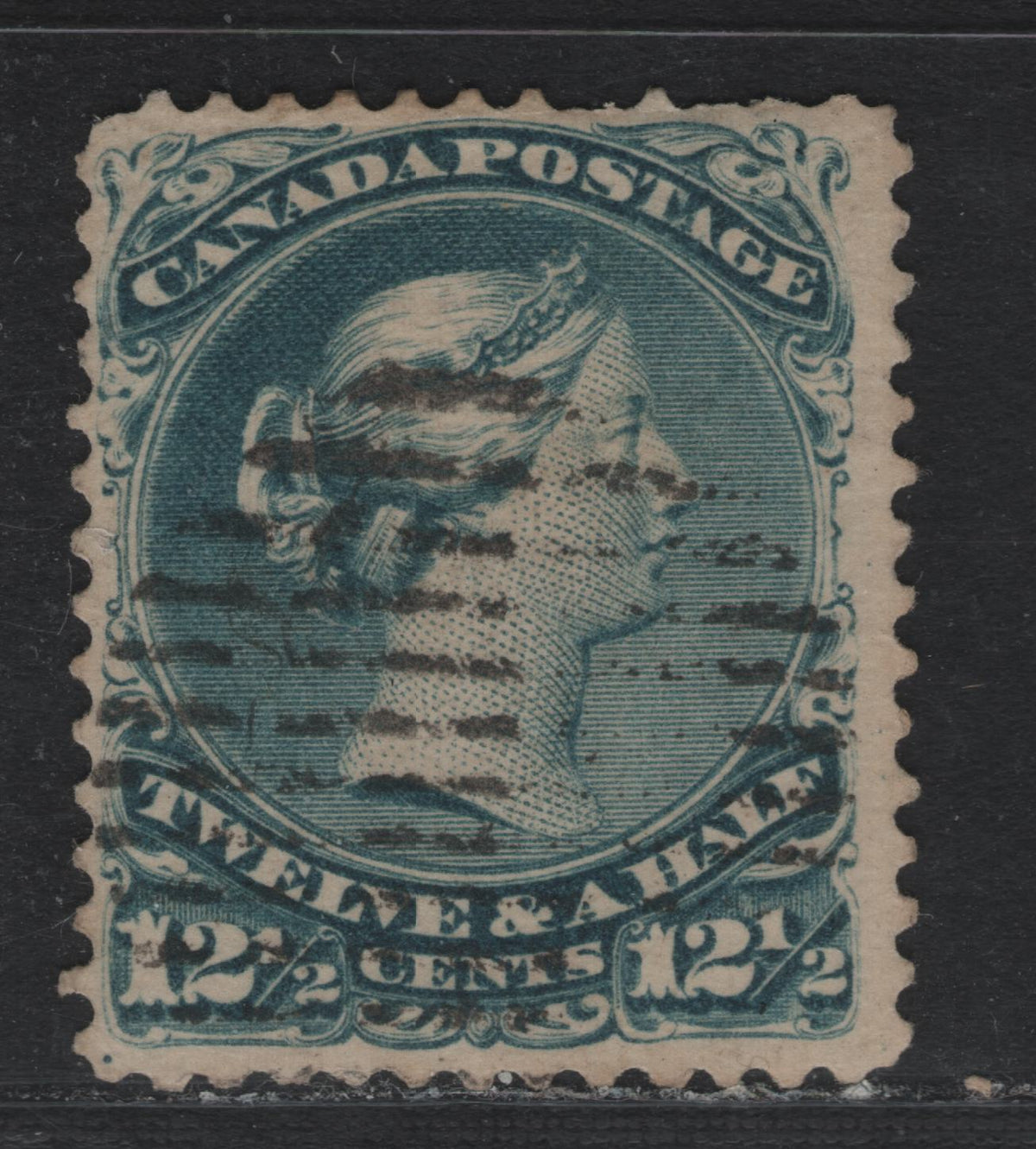 Lot 330 Canada #28i 12 1/2c Milky Blue, 1868 Large Queens Issue, A Fine Used Single On Duckworth Paper 10, Perf 10