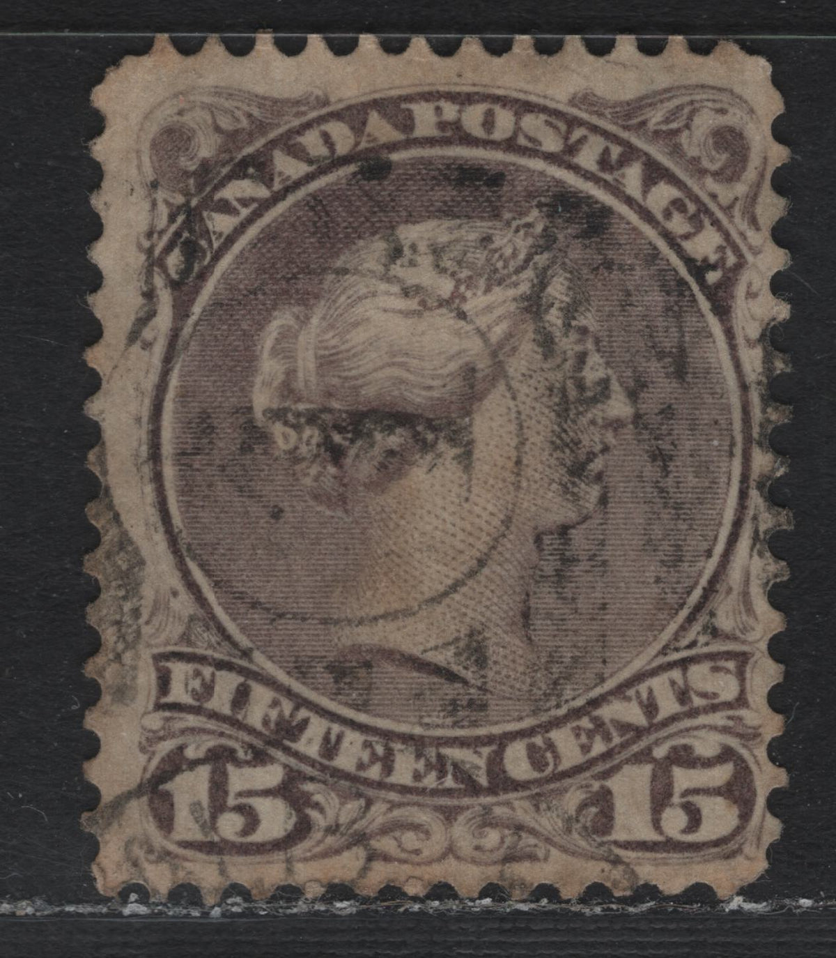 Lot 332 Canada #29 15c Grey Violet, 1868 Large Queens Issue, A Fine Used Single Perf 12, Second Ottawa Printing On Vertical Wove Paper