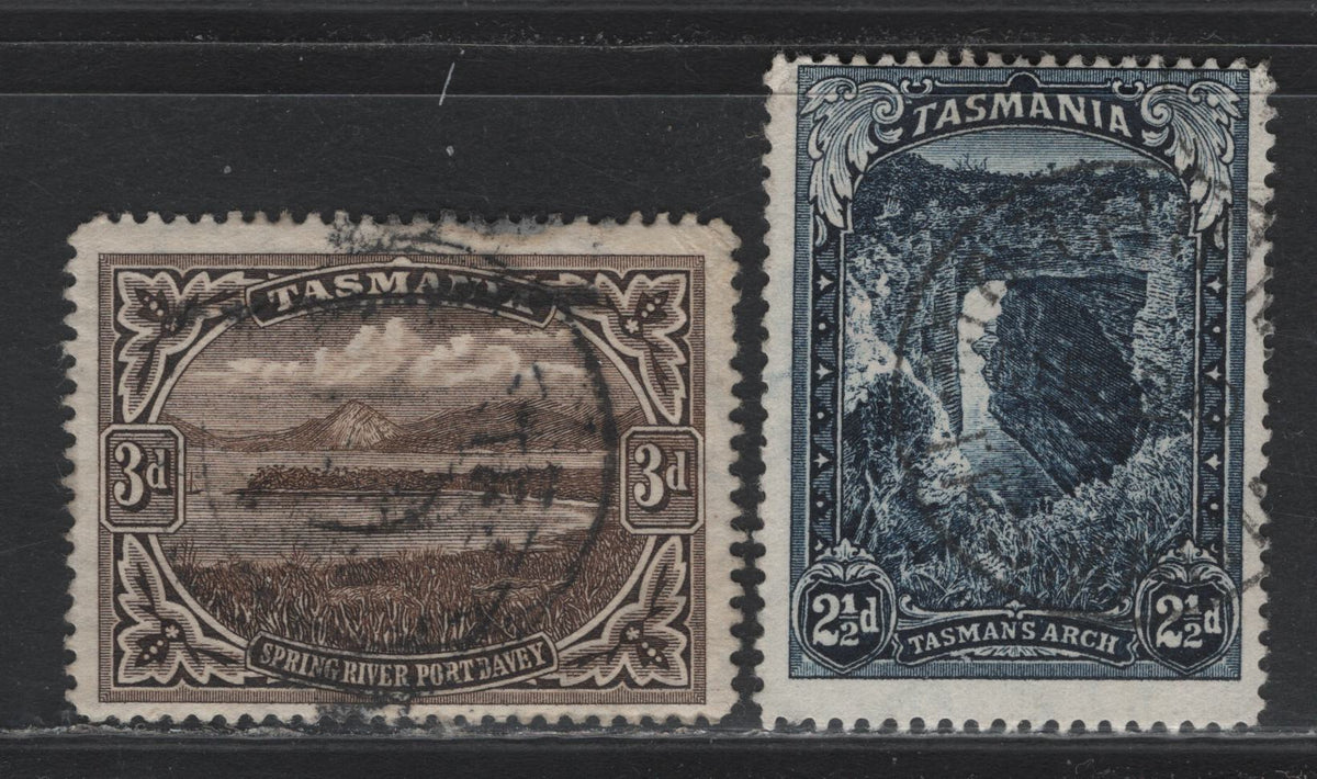 Lot 39 Australia - Tasmania SG#232-233 (SC# 89-90) 2.5d - 3d Indigo - Sepia , 1880-1906 Engraved Pictorial Issue, 2 Fine Used Singles