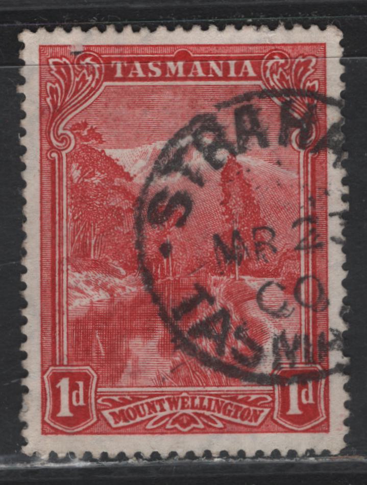 Lot 42 Australia - Tasmania SG#230 (SC# 87) 1d Carmine , 1880-1909 Engraved Pictorial Issue, A Very Fine Used Single, Large Part March 12 1900 Strahan CDS Cancel