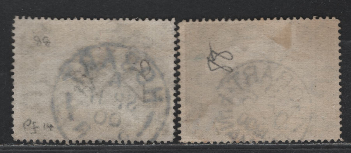 Lot 45 Australia - Tasmania SG#231 (SC# 88) 2d Deep Violet , 1880-1911 Engraved Pictorial Issue, 2 Fine/Very Fine Used Singles, Two Different Size & Format Hobart CDS Cancels, One Small One Dated October 5 1900 & Sept 11 1900