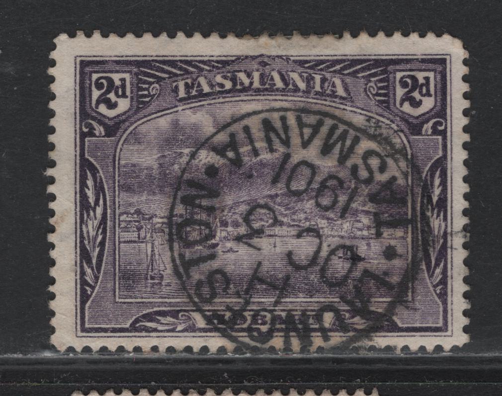 Lot 46 Australia - Tasmania SG#231 (SC# 88) 2d Deep Violet , 1880-1911 Engraved Pictorial Issue, A Fine Used Single, October 3 1901 Lawnceston CDS Cancel