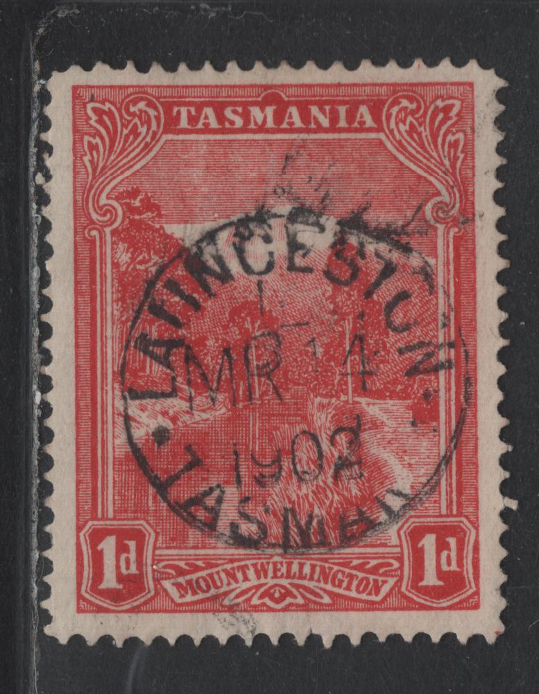 Lot 53 Australia - Tasmania SG#238 (SC# 95) 1d Carmine, 1902-1905 Lithographed Pictorial Issue, A Very Fine Used Single, V Over Crown Inverted Wmk, SON March 14 1902 Lawnceston CDS
