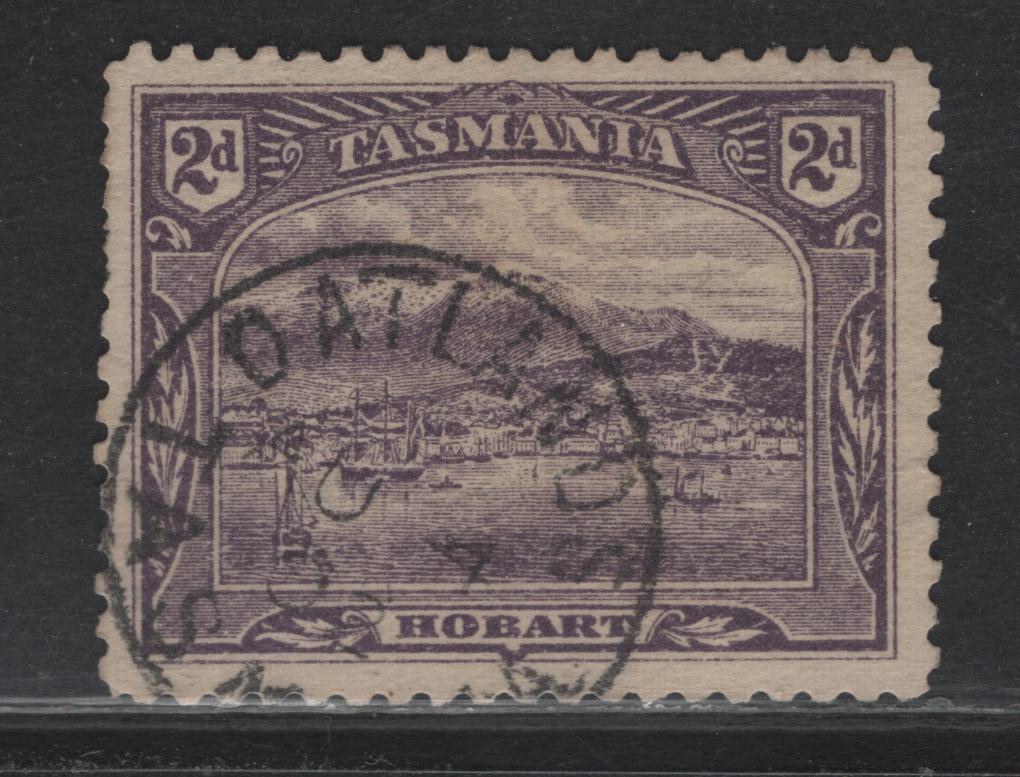 Lot 58 Australia - Tasmania SG#239a (SC# 97) 2d Deep Reddish Violet, 1902-1905 Lithographed Pictorial Issue, A Fine Used Single, V Over Crown Sideways Wmk, Perf 11, SON August 4 1902 Oatlands Cancel, Few Blunt Perfs.