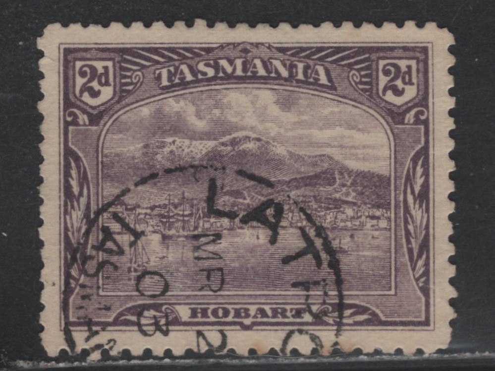 Lot 59 Australia - Tasmania SG#239a (SC# 97) 2d Deep Reddish Violet, 1902-1905 Lithographed Pictorial Issue, A Very Fine Used Single, V Over Crown Sideways Wmk, Perf 11, SON March 2 1903 Latrobe Cancel.