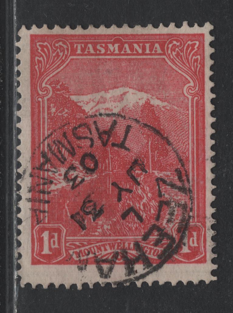 Lot 63 Australia - Tasmania SG#240c (SC# 96) 1d Dull Red , 1902-1905 Typographed Pictorial Issue, A Very Fine Used Single, V Over Crown Upright Wmk, Perf 12.5, SON Zeehan Cancel, Dated July 31 1903.