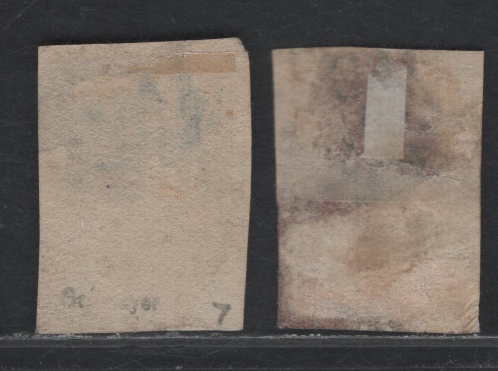 Lot 83 Australia - Victoria SG#8a, 13b (SC# 1, 5) 1d - 2d Dull Red - Lilac Drab , 1850-1853 Queen Victoria Half-Length Issue, 2 Ungraded Used Singles, Thomas Ham Printings, 1d Is Third State Of The Die, 2d Is 4th.