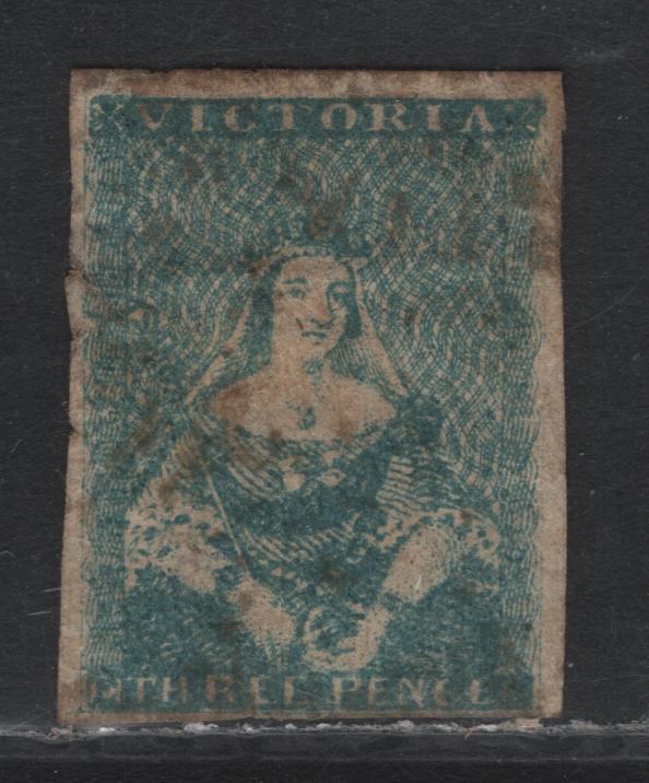 Lot 87 Australia - Victoria SG#11b (SC# 4a) 3d Pale Greenish Blue , 1850-1853 Queen Victoria Half-Length Issue, A Good Unused Single, 3rd State Of The Die, Presentable & Rare Unused Example, Close To Full Margins On All Sides.