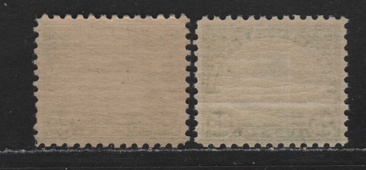 Lot 113 United States SC#699 25c Bright Emerald Green - Bluish Green , 1931 4th Bureau Issue, 2 VFNH Singles, Type 3 Gum Breaker Ridges, 12 Horizontal Striations Per Inch