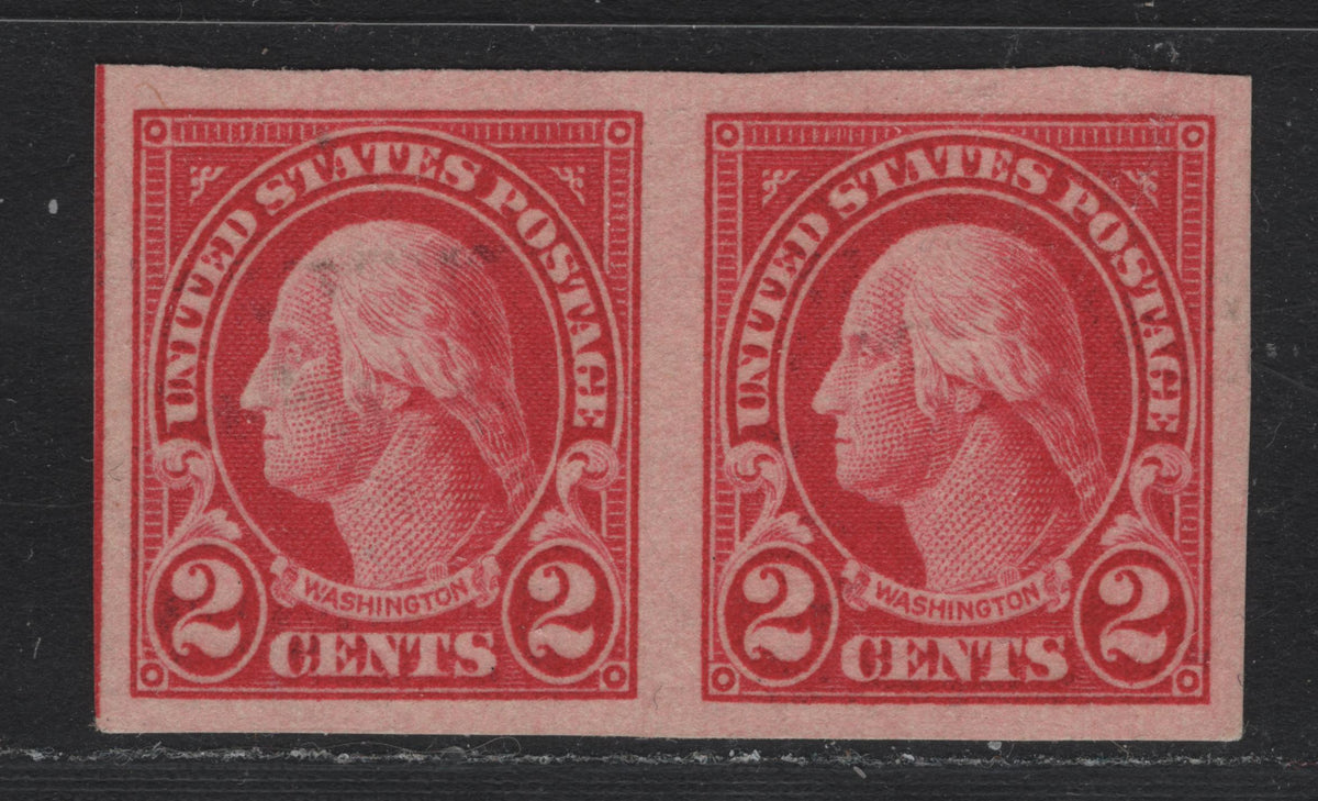 Lot 15 United States SC#577 2c Light Carmine , 1922-1925 4th Bureau Issue, A VFNH Imperf Pair, Center Line At Left