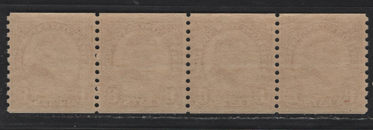 Lot 153 United States SC#598 1.5c Yellow Brown , 1926-1934 4th Bureau Issue, A VFNH Coil Strip Of 4, No Visible Gum Striations