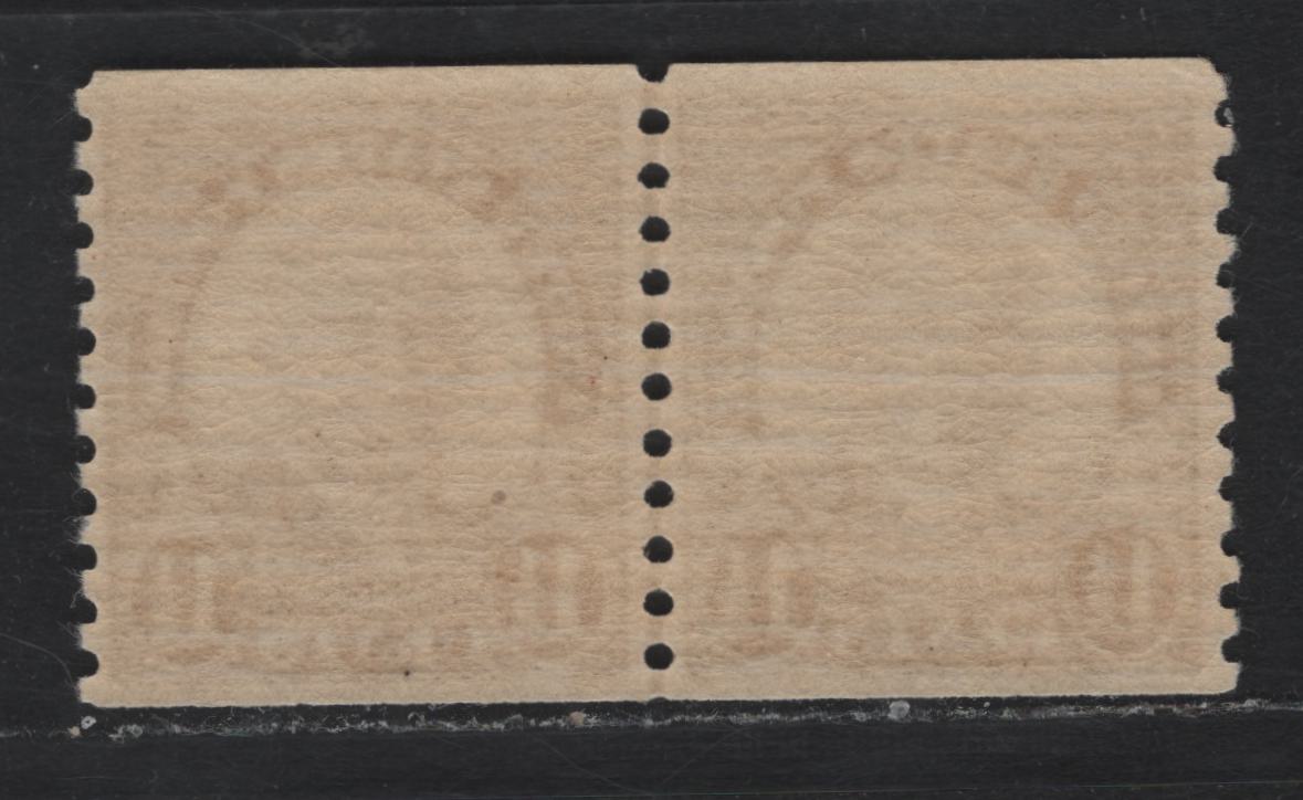 Lot 155A United States SC#686 1.5c Deep Yellow Brown , 1926-1934 4th Bureau Issue, A VFNH Coil Line Pair, 12 Horizontal Gum Striations Per Inch