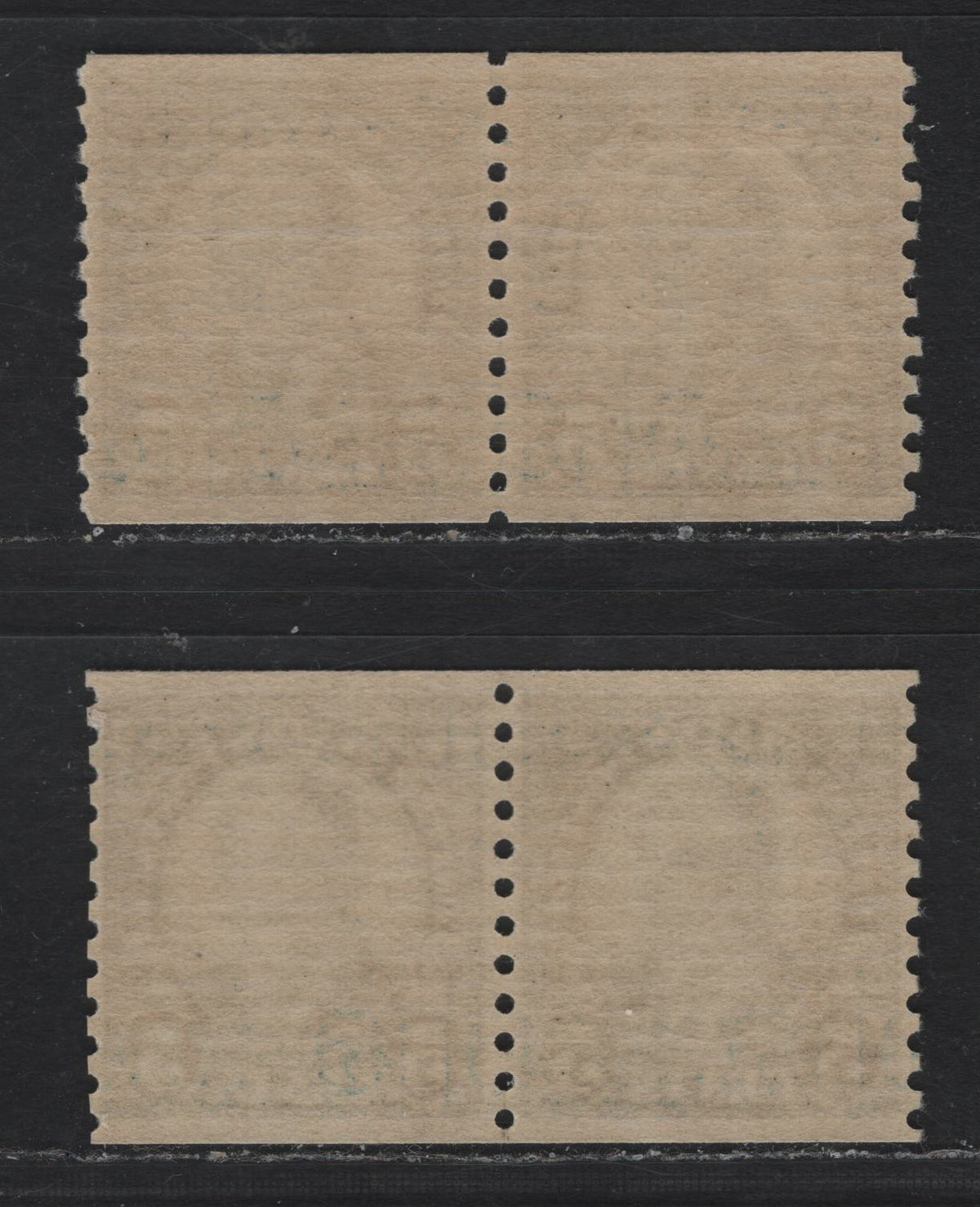 Lot 177 United States SC#602 5c Dark Blue , 1923-1929 4th Bureau Issue, 2 VFNH Coil Line Pair, 12 Horizontal Gum Striations Per Inch, Perf 10 Vertical