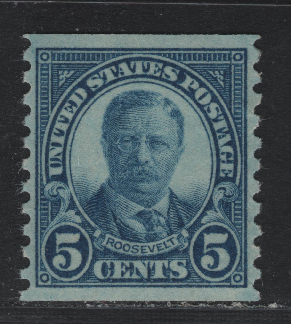Lot 178 United States SC#602 5c Dark Blue - Blue , 1923-1929 4th Bureau Issue, A XFOG Coil Single, 12 Horizontal Gum Striations Per Inch
