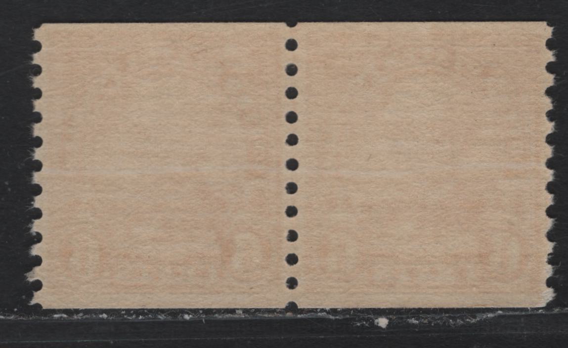 Lot 184 United States SC#723 6c Bright Orange , 1932 4th Bureau Issue, A VFNH Coil Line Pair, 12 Horizontal Gum Striations Per Inch