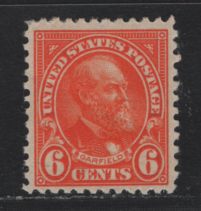 Lot 19 United States SC#558 6c Red Orange , 1922-1925 4th Bureau Issue Flat Plate Printings, A FNH Single, Light Diagonal Bend, Not A Full Crease