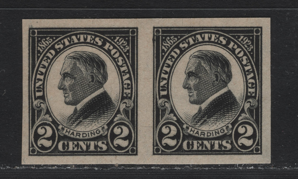 Lot 199 United States SC#611 2c Black , 1923 Harding Memorial Issue, A VFNH Imperf Pair